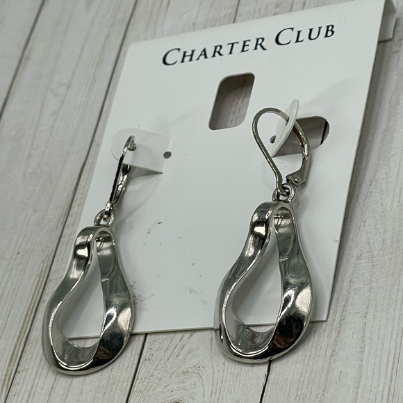 NWT Charter Club Twisty Silvertone Earrings - Picture 5 of 8